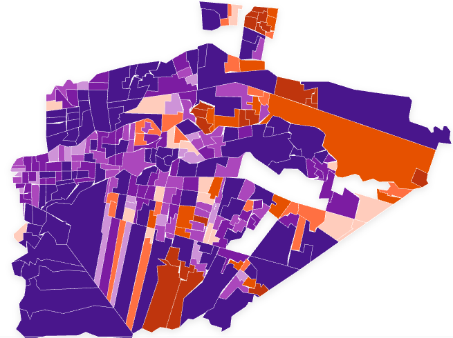 Mapa de calor por diferencia de votos